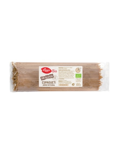 Espaguetis de arroz integral Sin gluten 500 g El Granero Integral