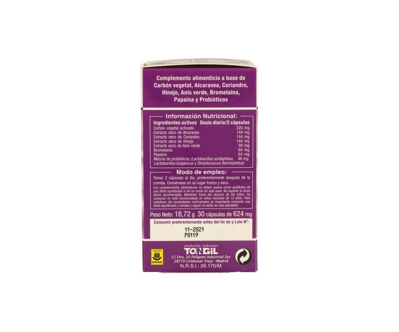 Nivelflatu 30 cápsulas de 624mg Tongil