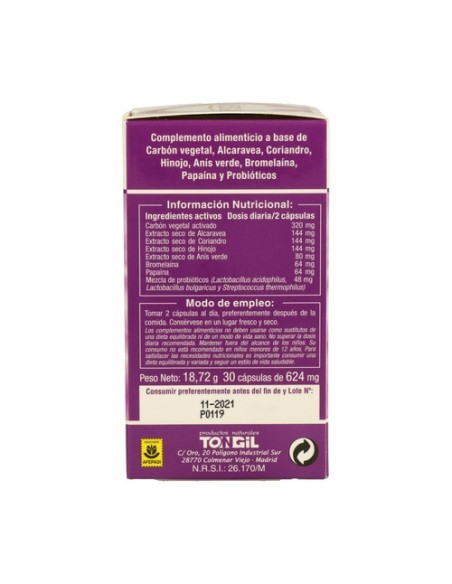 Nivelflatu 30 cápsulas de 624mg Tongil