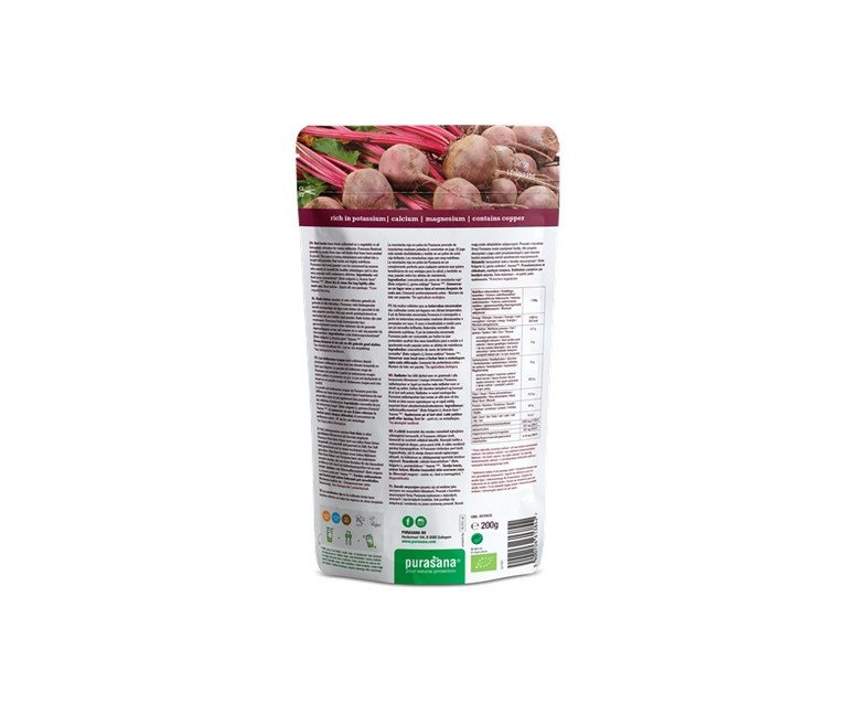 Remolacha vegana en polvo bio 200 g de polvo Purasana