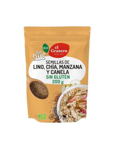 Vitaseeds semillas molidas de lino, chía, manzana y canela sin gluten Bio 200 g El Granero Integral
