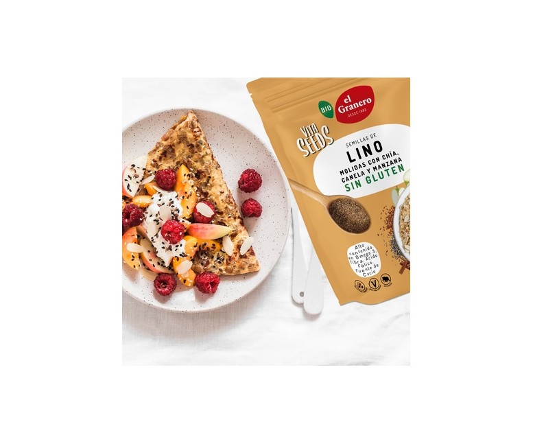 Vitaseeds semillas molidas de lino, chía, manzana y canela sin gluten Bio 200 g El Granero Integral