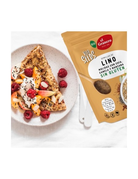 Vitaseeds semillas molidas de lino, chía, manzana y canela sin gluten Bio 200 g El Granero Integral