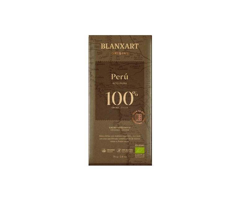 Chocolate negro Perú 100% Eco 75 g Blanxart