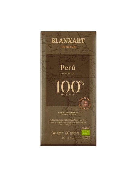 Chocolate negro Perú 100% Eco 75 g Blanxart