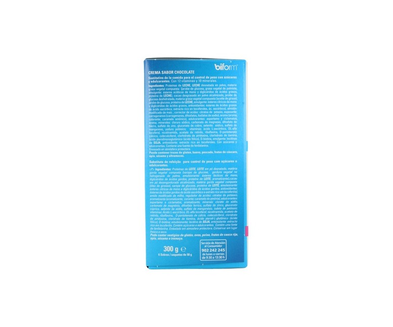 Crema sabor chocolate 6 sobres de 50g (Chocolate) Biform