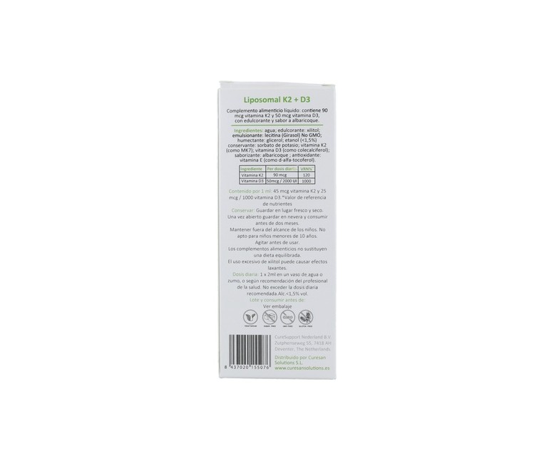 Liposomal K2 + D3 60 ml Curesupport
