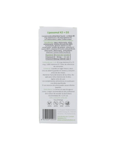 Liposomal K2 + D3 60 ml Curesupport