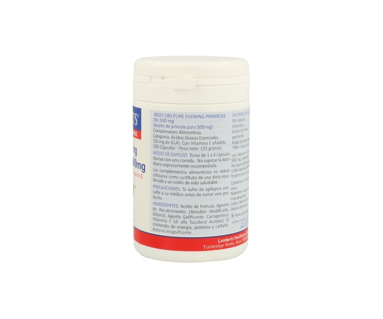 Aceite de prímula puro 180 cápsulas de 500mg Lamberts