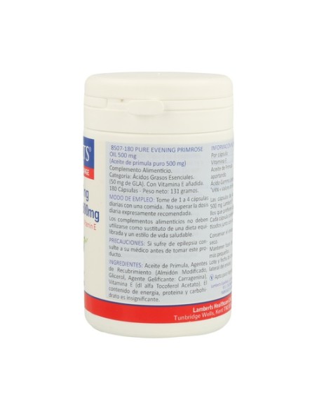 Aceite de prímula puro 180 cápsulas de 500mg Lamberts