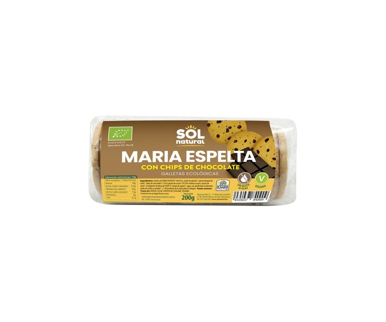Galletas María de espelta con chocolate Bio 200 g Sol Natural