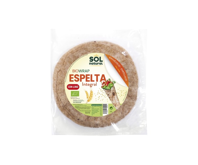 Tortillas wrap de espelta con lino Bio 2 unidades de 80g Sol Natural