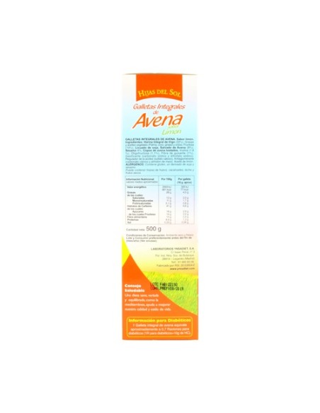 Galletas avena sabor limón 500 g (Limón) Hijas del Sol