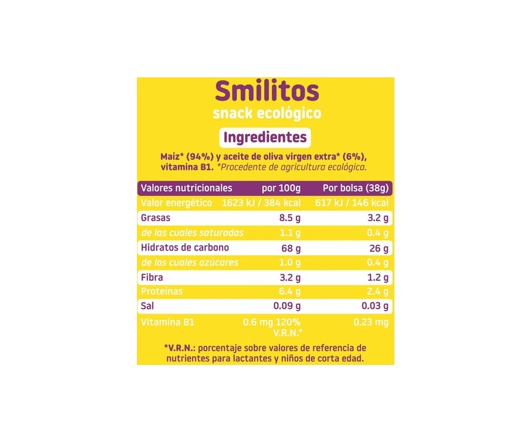 Smilitos Gusanitos de Maiz Eco sin Gluten 38 g Smileat