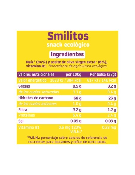 Smilitos Gusanitos de Maiz Eco sin Gluten 38 g Smileat