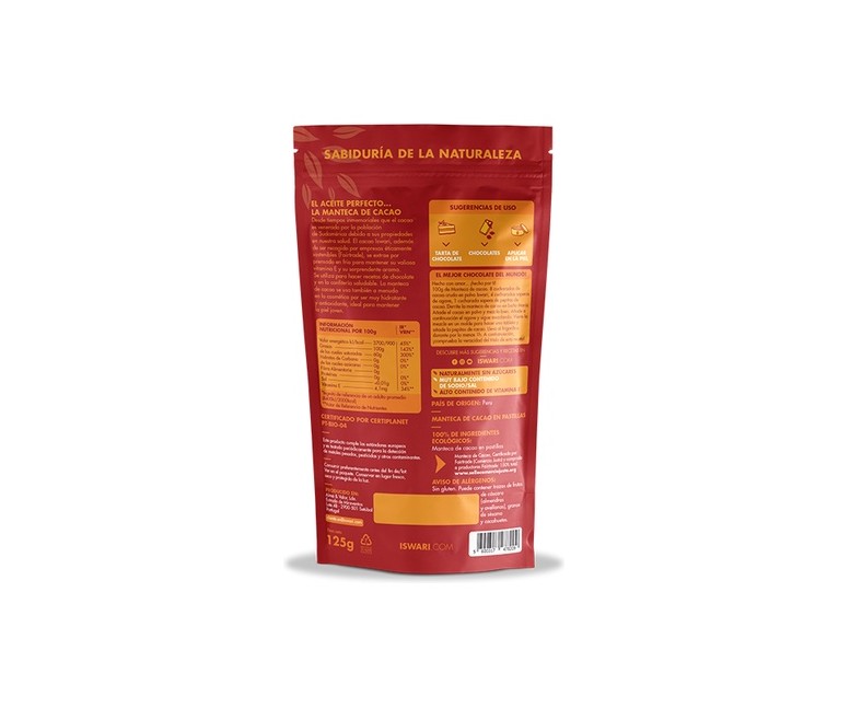 Manteca de Cacao Bio 125 g Iswari