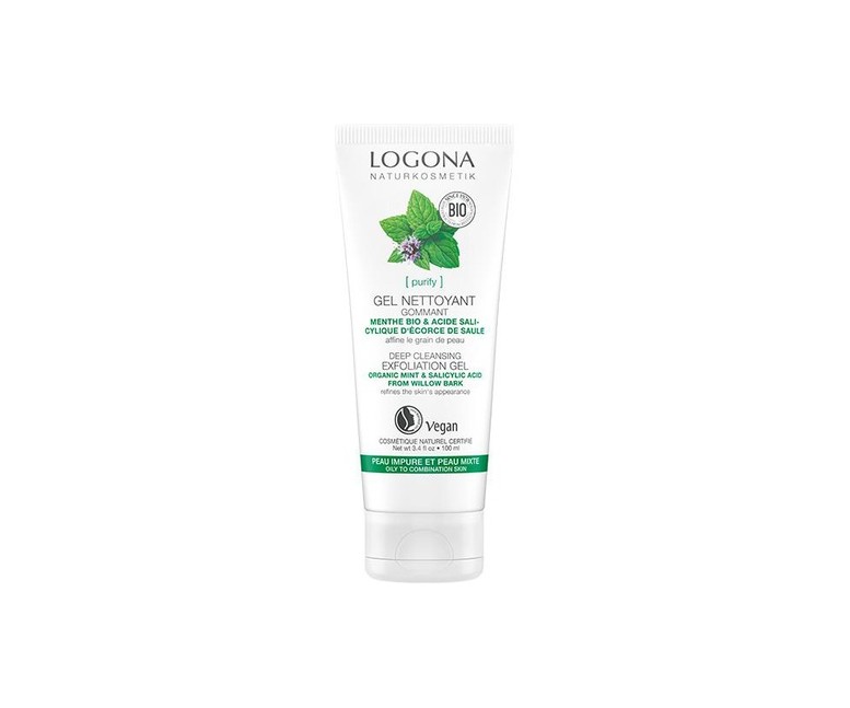 Gel Peeling Limpieza Profunda Menta & Ácido Salicilico 100 ml de gel Logona