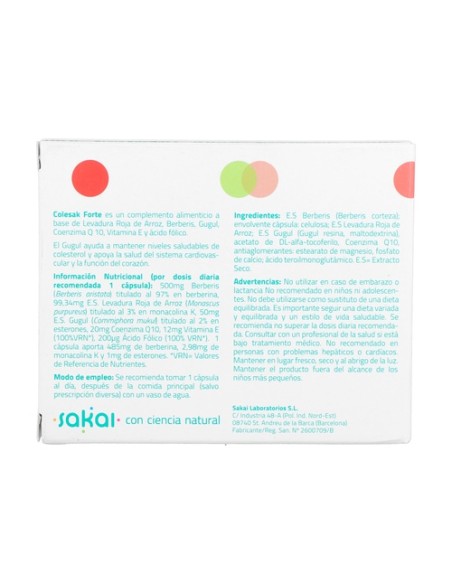Colesak Forte 30 cápsulas vegetales Sakai