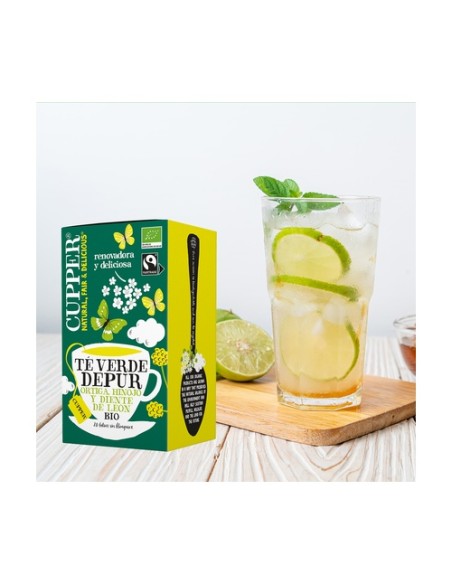 Infusión té verde Bio purificante 20 bolsitas infusoras Cupper