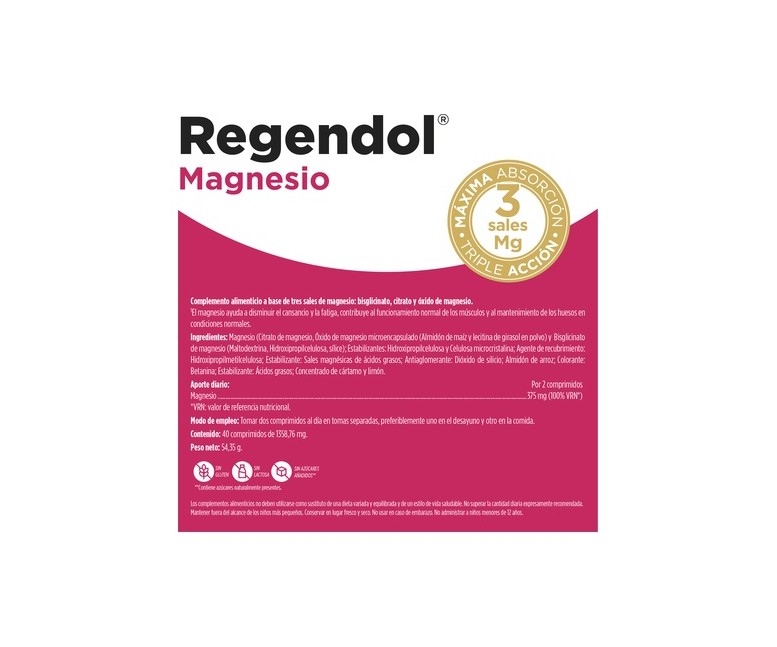 Regendol Magnesio 40 comprimidos de 1358.76mg Eladiet