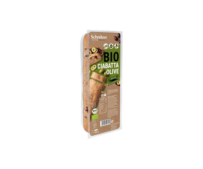 Pan ciabatta con aceitunas sin gluten 180 g Schnitzer