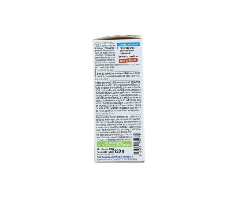 Ergyfibral fibra 12 comprimidos masticables Nutergia