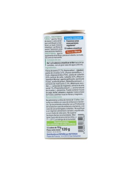 Ergyfibral fibra 12 comprimidos masticables Nutergia