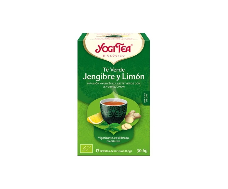Té verde, jengibre y limón 17 bolsitas infusoras de 1.8g Yogi Tea