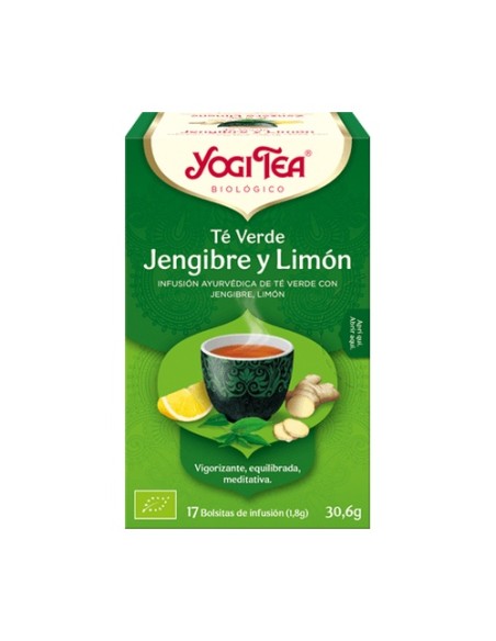 Té verde, jengibre y limón 17 bolsitas infusoras de 1.8g Yogi Tea