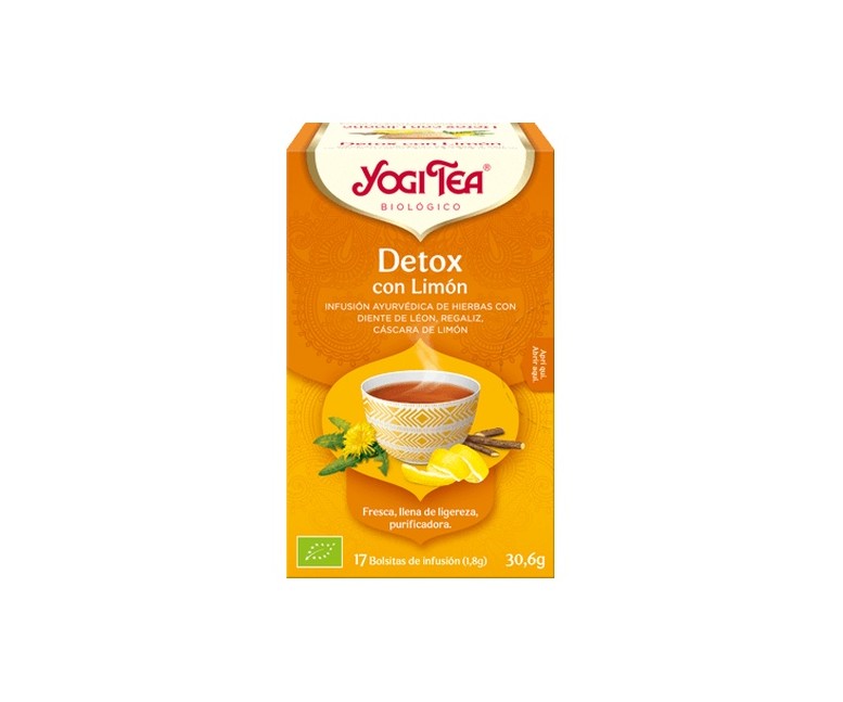 Infusión ayurvédica Detox con limón 17 bolsitas infusoras de 1.8g Yogi Tea