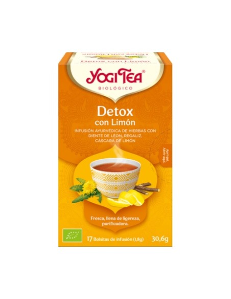 Infusión ayurvédica Detox con limón 17 bolsitas infusoras de 1.8g Yogi Tea