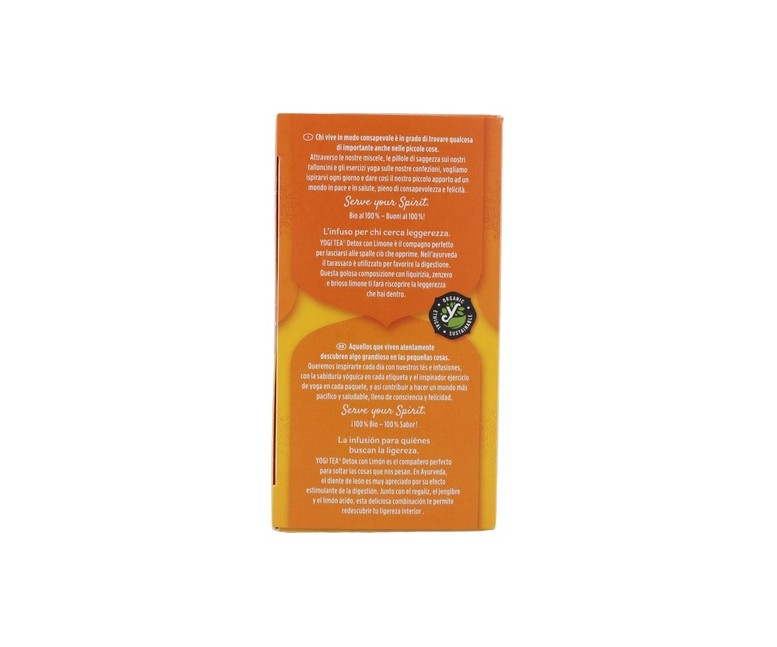 Infusión ayurvédica Detox con limón 17 bolsitas infusoras de 1.8g Yogi Tea