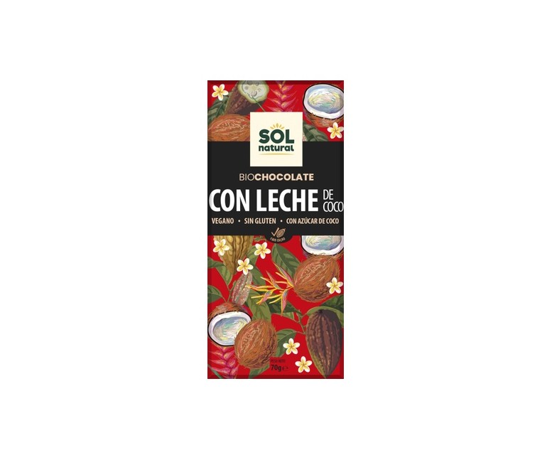 Chocolate vegano con leche de coco Bio 70 g Sol Natural