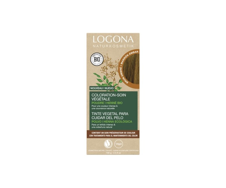 Tinte colorante vegetal ambar (Amber Brown) 100 g Logona