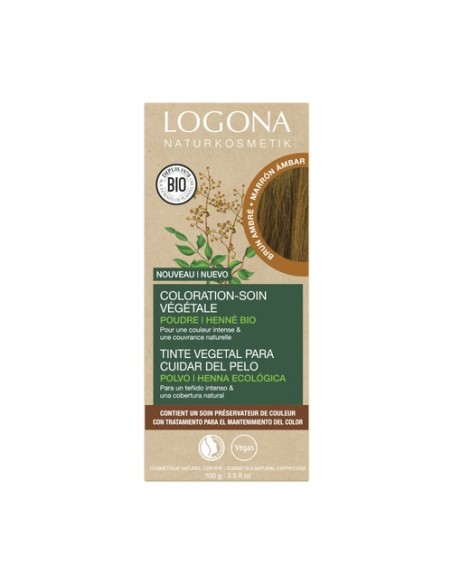 Tinte colorante vegetal ambar (Amber Brown) 100 g Logona