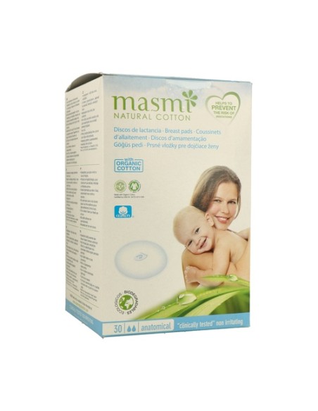 Discos de amamantamiento 30 unidades Masmi Natural Cotton