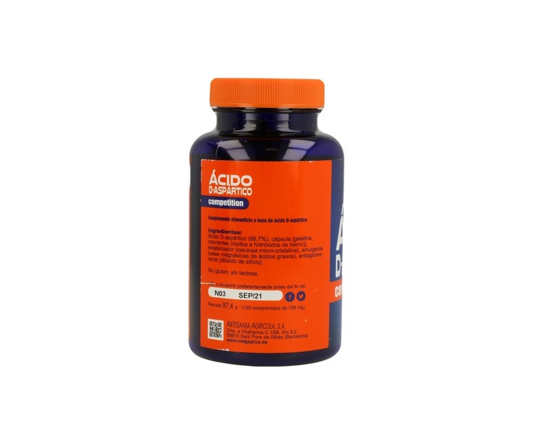 Ácido D-Aspártico Competition 120 comprimidos de 500mg Mega plus