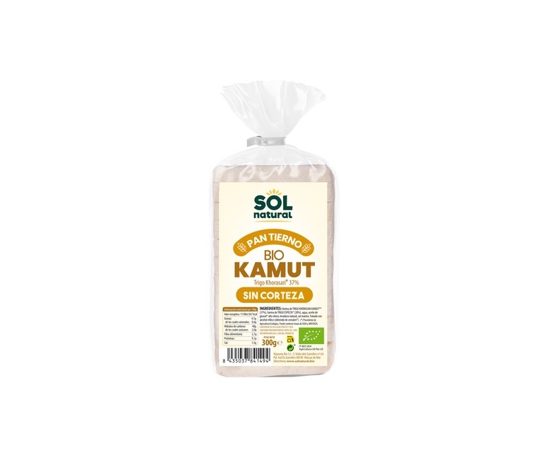 Pan de molde de kamut sin corteza Bio 300 g Sol Natural