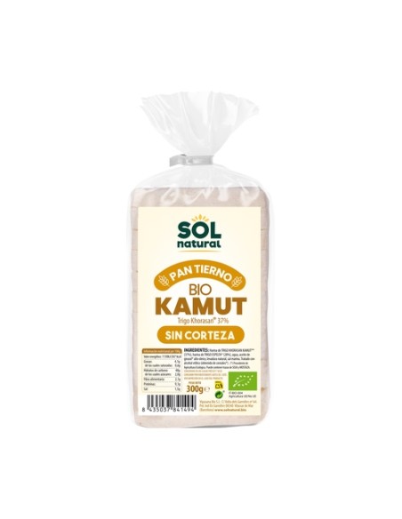 Pan de molde de kamut sin corteza Bio 300 g Sol Natural