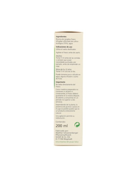 Jugo de Jengibre Schoenenberger 200 ml Salus