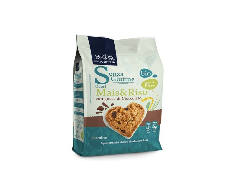 Galleta de maíz y arroz con chips de chocolate sin gluten Bio 250 g Sottolestelle