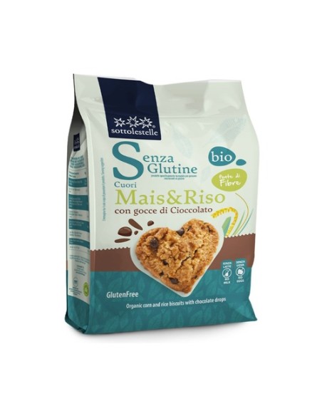 Galleta de maíz y arroz con chips de chocolate sin gluten Bio 250 g Sottolestelle