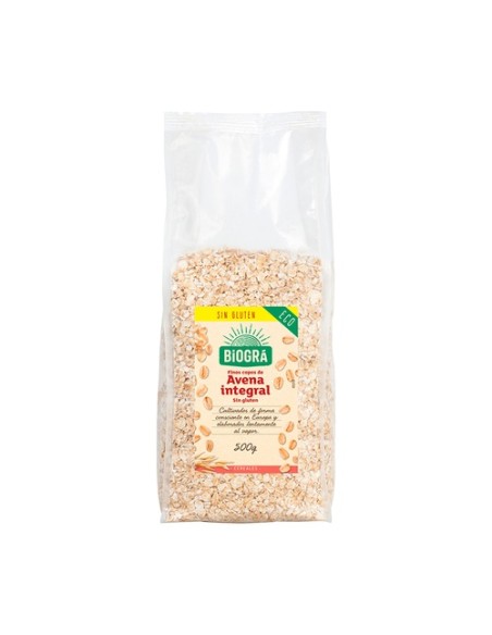 Copos de avena finos integrales sin gluten 500 g Biográ