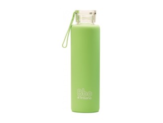 Botella reutilizable de vidrio con funda verde 550 ml