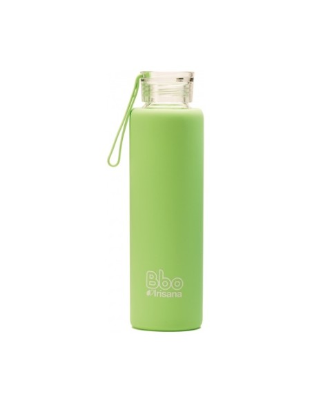 Botella reutilizable de vidrio con funda verde 550 ml 1 unidad IRISANA