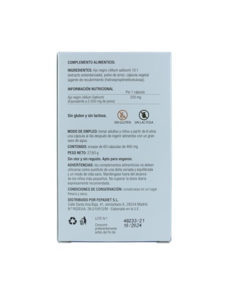 Ajo Negro 60 cápsulas de 2000mg Fepa