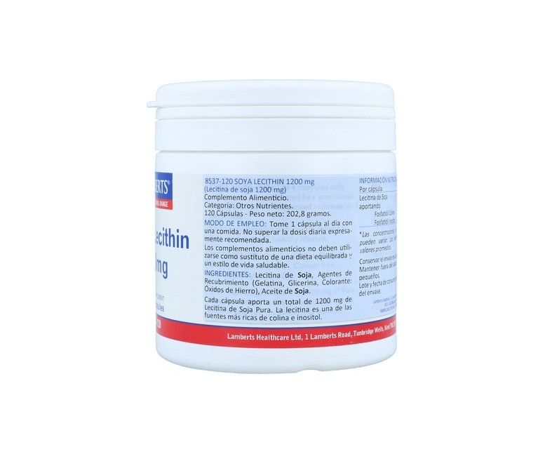 Lecitina de soja 120 cápsulas de 1200mg Lamberts