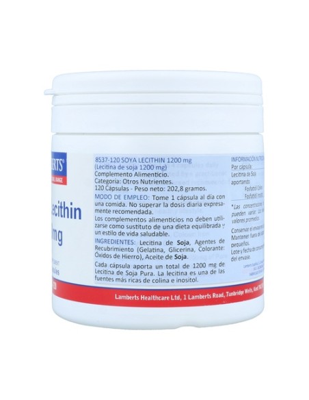 Lecitina de soja 120 cápsulas de 1200mg Lamberts