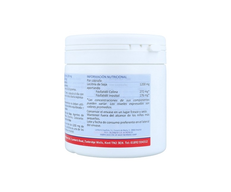Lecitina de soja 120 cápsulas de 1200mg Lamberts