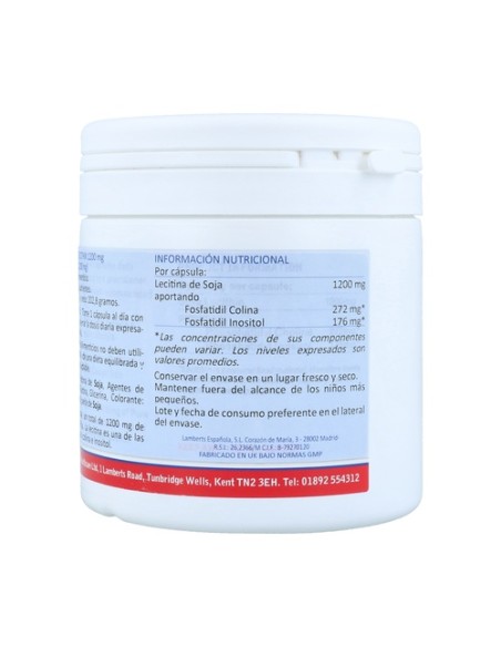 Lecitina de soja 120 cápsulas de 1200mg Lamberts